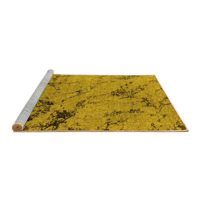 Sideview of Machine Washable Oriental Yellow Industrial Rug, wshurb1444yw