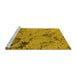 Sideview of Machine Washable Oriental Yellow Industrial Rug, wshurb1444yw