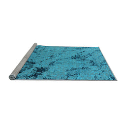 Sideview of Machine Washable Oriental Light Blue Industrial Rug, wshurb1444lblu