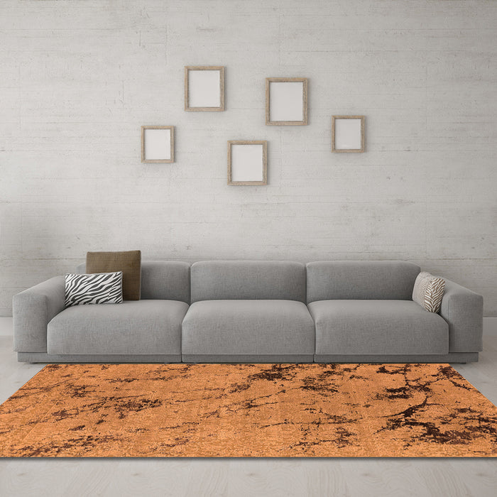 Machine Washable Oriental Orange Industrial Area Rugs in a Living Room, wshurb1444org