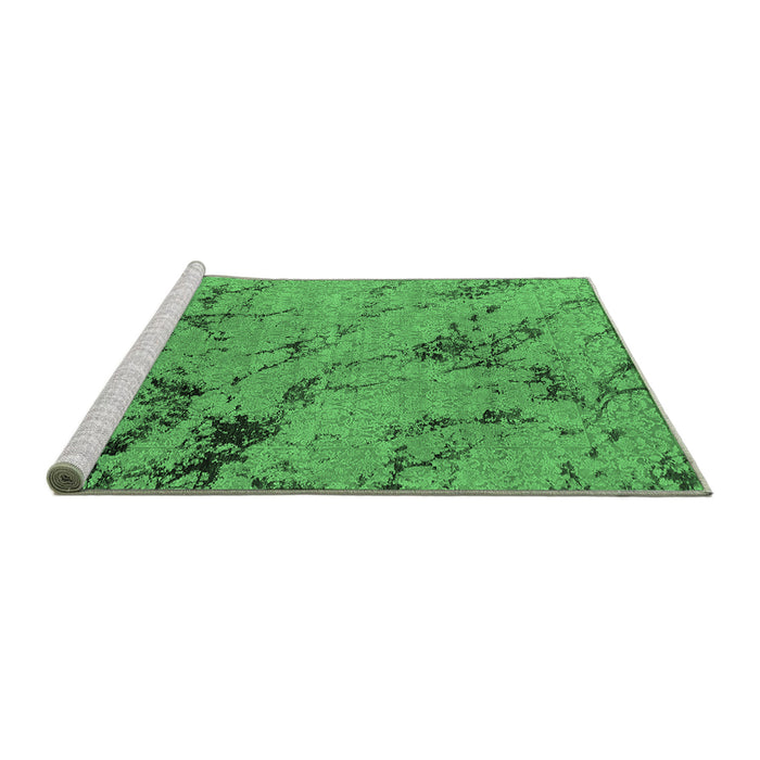 Sideview of Machine Washable Oriental Emerald Green Industrial Area Rugs, wshurb1444emgrn