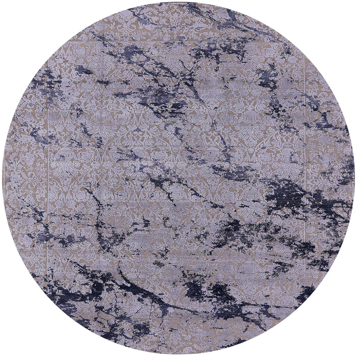 Round Mid-Century Modern Purple Oriental Rug, urb1444