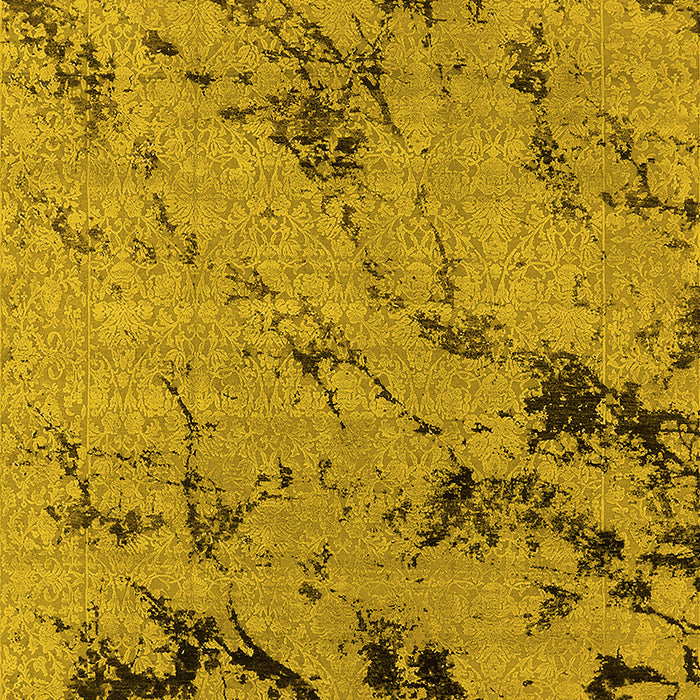 Machine Washable Oriental Yellow Industrial Rug, wshurb1444yw