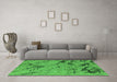Machine Washable Oriental Green Industrial Area Rugs in a Living Room,, wshurb1444grn
