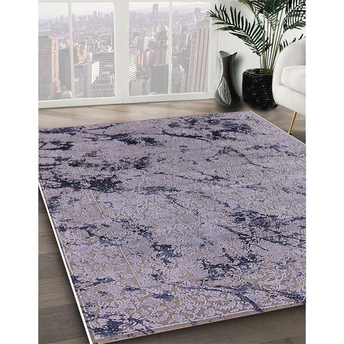Mid-Century Modern Purple Oriental Rug in Family Room, urb1444