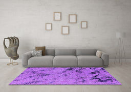 Machine Washable Oriental Purple Industrial Area Rugs in a Living Room, wshurb1444pur