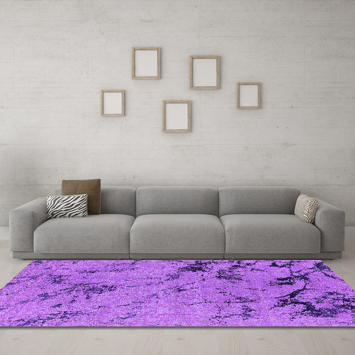 Machine Washable Oriental Purple Industrial Area Rugs in a Living Room, wshurb1444pur