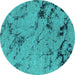 Round Oriental Turquoise Industrial Rug, urb1444turq