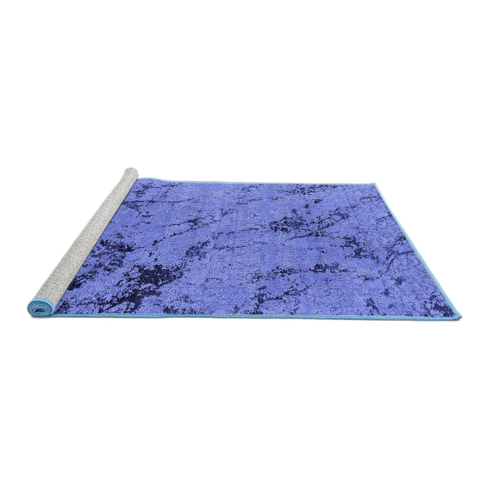 Sideview of Machine Washable Oriental Blue Industrial Rug, wshurb1444blu