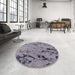 Round Machine Washable Industrial Modern Viola Purple Rug in a Office, wshurb1444