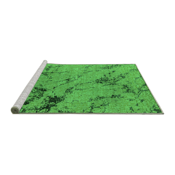 Sideview of Machine Washable Oriental Green Industrial Area Rugs, wshurb1444grn