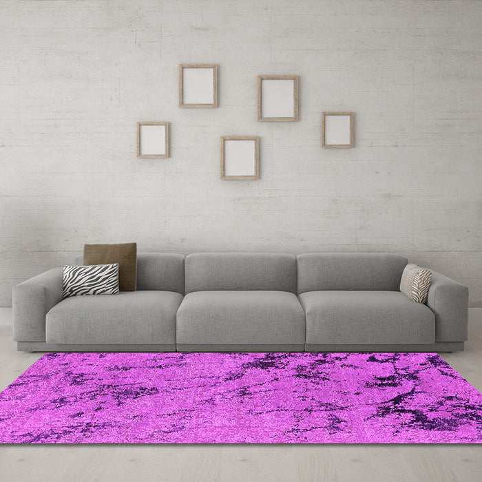 Machine Washable Oriental Pink Industrial Rug in a Living Room, wshurb1444pnk