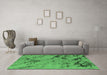 Machine Washable Oriental Emerald Green Industrial Area Rugs in a Living Room,, wshurb1444emgrn