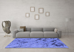 Machine Washable Oriental Blue Industrial Rug in a Living Room, wshurb1444blu