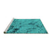 Sideview of Machine Washable Oriental Turquoise Industrial Area Rugs, wshurb1444turq