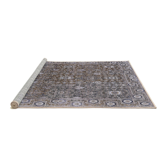 Sideview of Machine Washable Industrial Modern Silver Pink Rug, wshurb1445