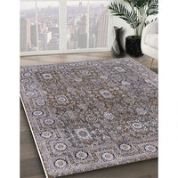 Mid-Century Modern Silver Pink Oriental Rug, urb1445