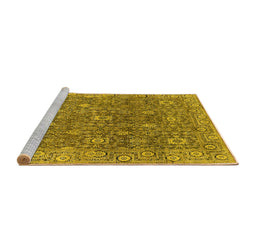 Sideview of Machine Washable Oriental Yellow Industrial Rug, wshurb1445yw