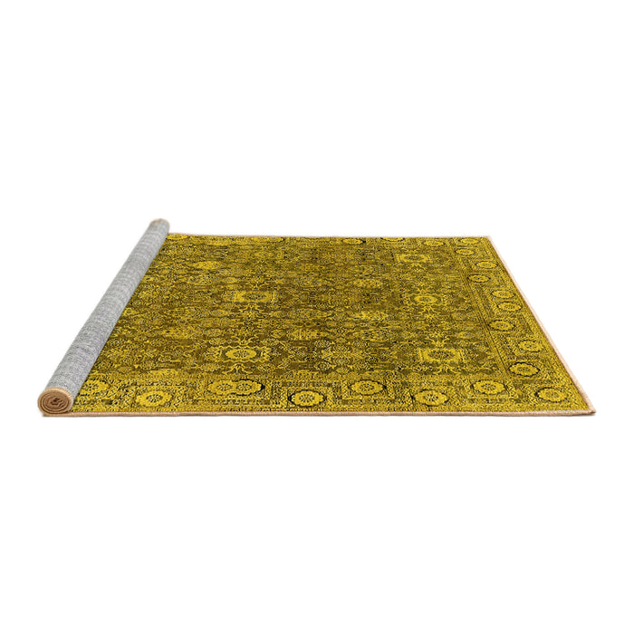 Sideview of Machine Washable Oriental Yellow Industrial Rug, wshurb1445yw