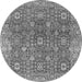 Round Machine Washable Oriental Gray Industrial Rug, wshurb1445gry