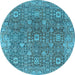 Round Oriental Light Blue Industrial Rug, urb1445lblu