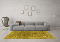 Machine Washable Oriental Yellow Industrial Rug, wshurb1445yw