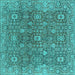 Square Oriental Turquoise Industrial Rug, urb1445turq