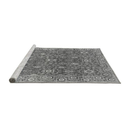 Sideview of Machine Washable Oriental Gray Industrial Rug, wshurb1445gry