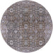 Round Mid-Century Modern Silver Pink Oriental Rug, urb1445