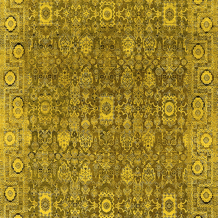 Machine Washable Oriental Yellow Industrial Rug, wshurb1445yw