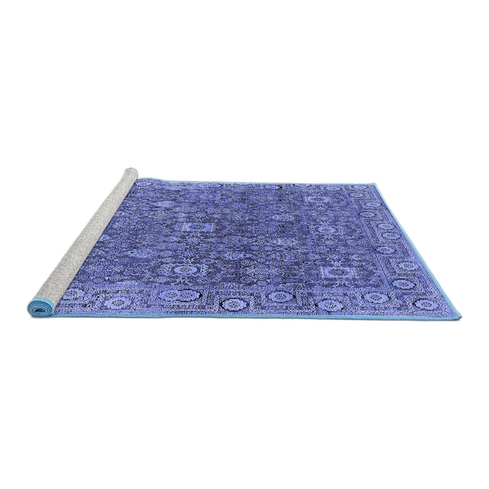 Sideview of Machine Washable Oriental Blue Industrial Rug, wshurb1445blu