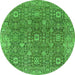 Round Oriental Green Industrial Rug, urb1445grn