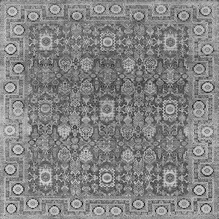 Square Machine Washable Oriental Gray Industrial Rug, wshurb1445gry
