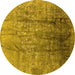 Round Oriental Yellow Industrial Rug, urb1446yw