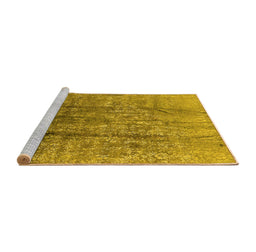 Sideview of Machine Washable Oriental Yellow Industrial Rug, wshurb1446yw
