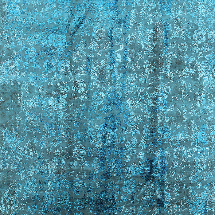Machine Washable Oriental Light Blue Industrial Rug, wshurb1446lblu