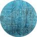 Round Oriental Light Blue Industrial Rug, urb1446lblu