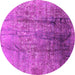 Round Machine Washable Oriental Pink Industrial Rug, wshurb1446pnk