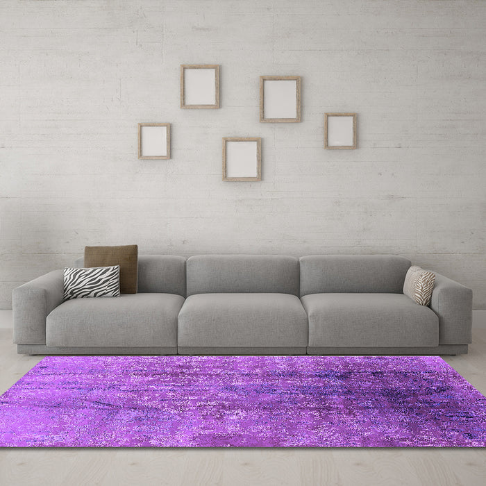 Machine Washable Oriental Purple Industrial Area Rugs in a Living Room, wshurb1446pur