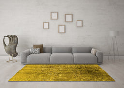 Machine Washable Oriental Yellow Industrial Rug in a Living Room, wshurb1446yw