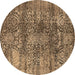 Round Oriental Brown Industrial Rug, urb1447brn