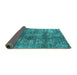 Sideview of Oriental Turquoise Industrial Rug, urb1447turq