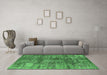 Machine Washable Oriental Emerald Green Industrial Area Rugs in a Living Room,, wshurb1447emgrn