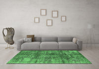 Machine Washable Oriental Emerald Green Industrial Rug, wshurb1447emgrn