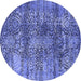 Round Oriental Blue Industrial Rug, urb1447blu