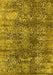 Machine Washable Oriental Yellow Industrial Rug, wshurb1447yw