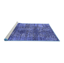 Sideview of Machine Washable Oriental Blue Industrial Rug, wshurb1447blu