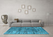 Machine Washable Oriental Light Blue Industrial Rug in a Living Room, wshurb1447lblu