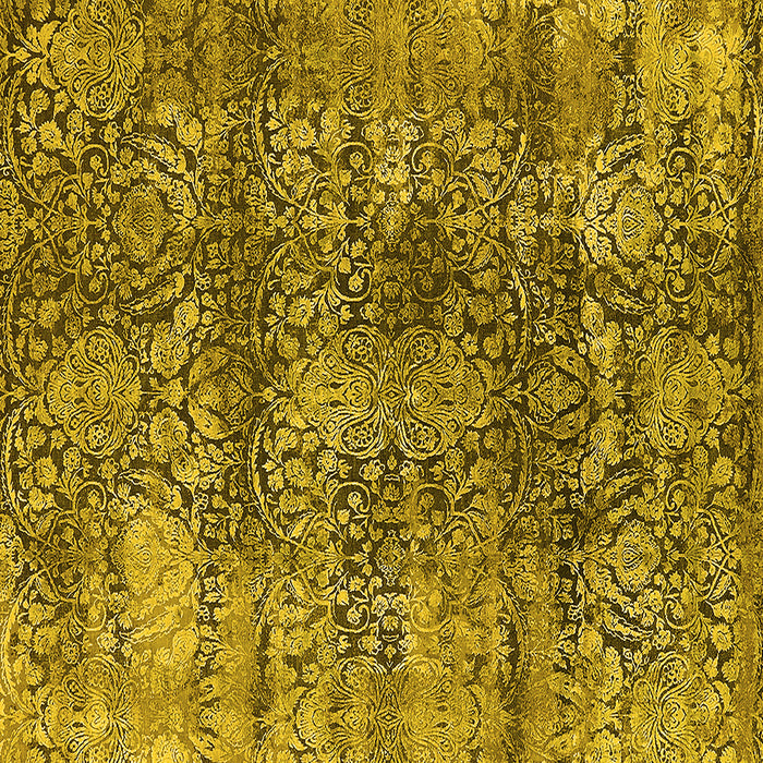 Square Machine Washable Oriental Yellow Industrial Rug, wshurb1447yw