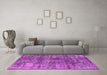 Machine Washable Oriental Pink Industrial Rug in a Living Room, wshurb1447pnk